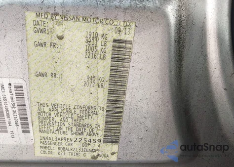 2014 Nissan Altima 2.5 S from USA, damaged, VIN 1N4AL3AP9EN225459